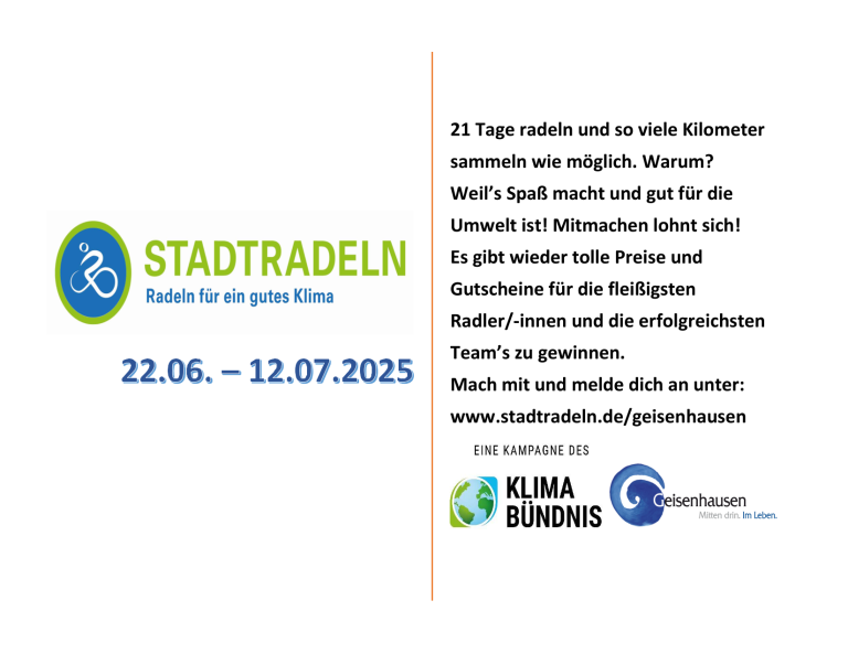 Stadtradeln vom 22.06 - 12.07.2025 in Geisenhausen